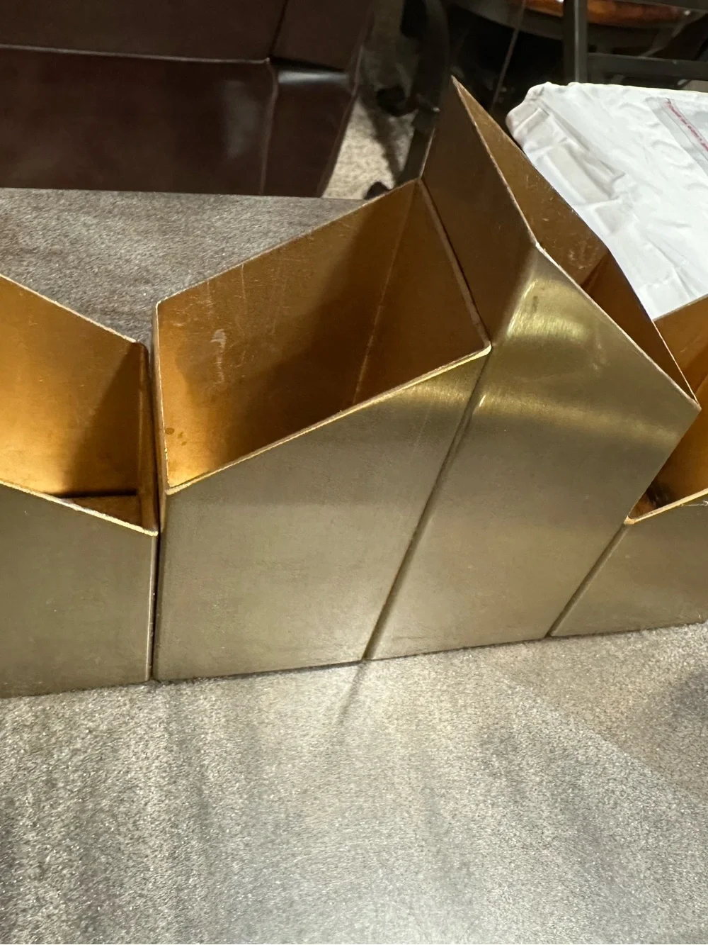 Vintage-Style Gold Metal Geometric Desktop Organizer